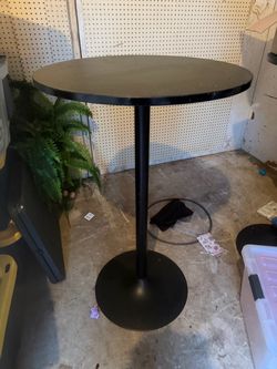 Two Black Round Pedestal Bar Table