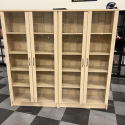 Display Case With Glass Doors Bookshelf 