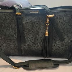 Vintage Emerald Leather Work Bag 