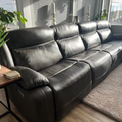 Power Recline Leather Sectional with Wireless Charging