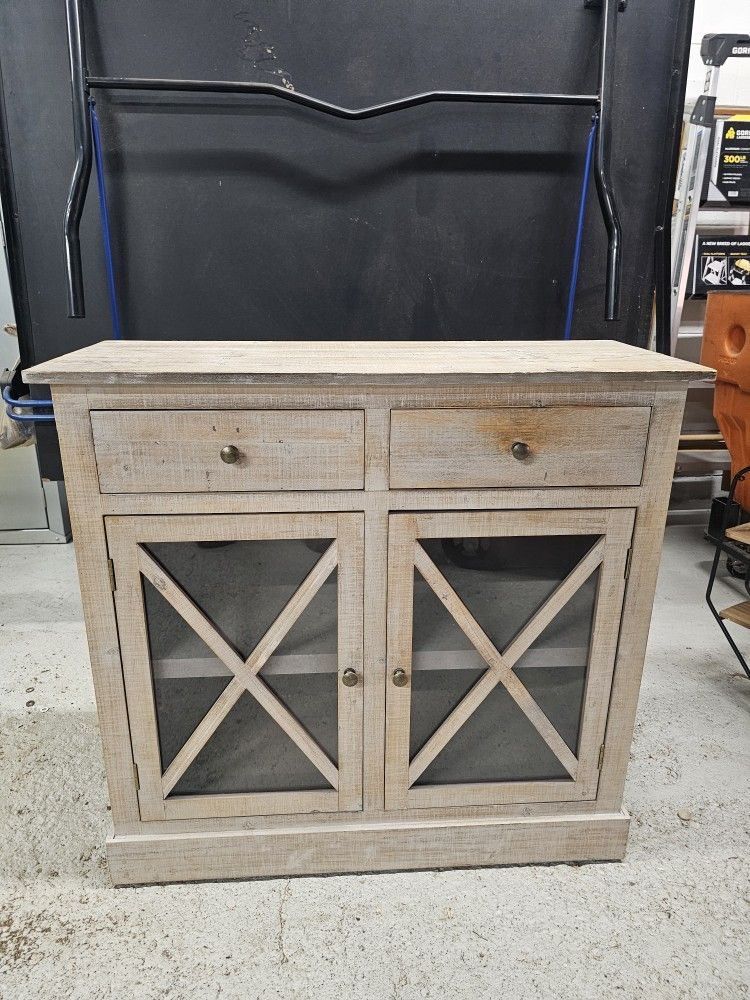 Rustic Glass door wood cabinet