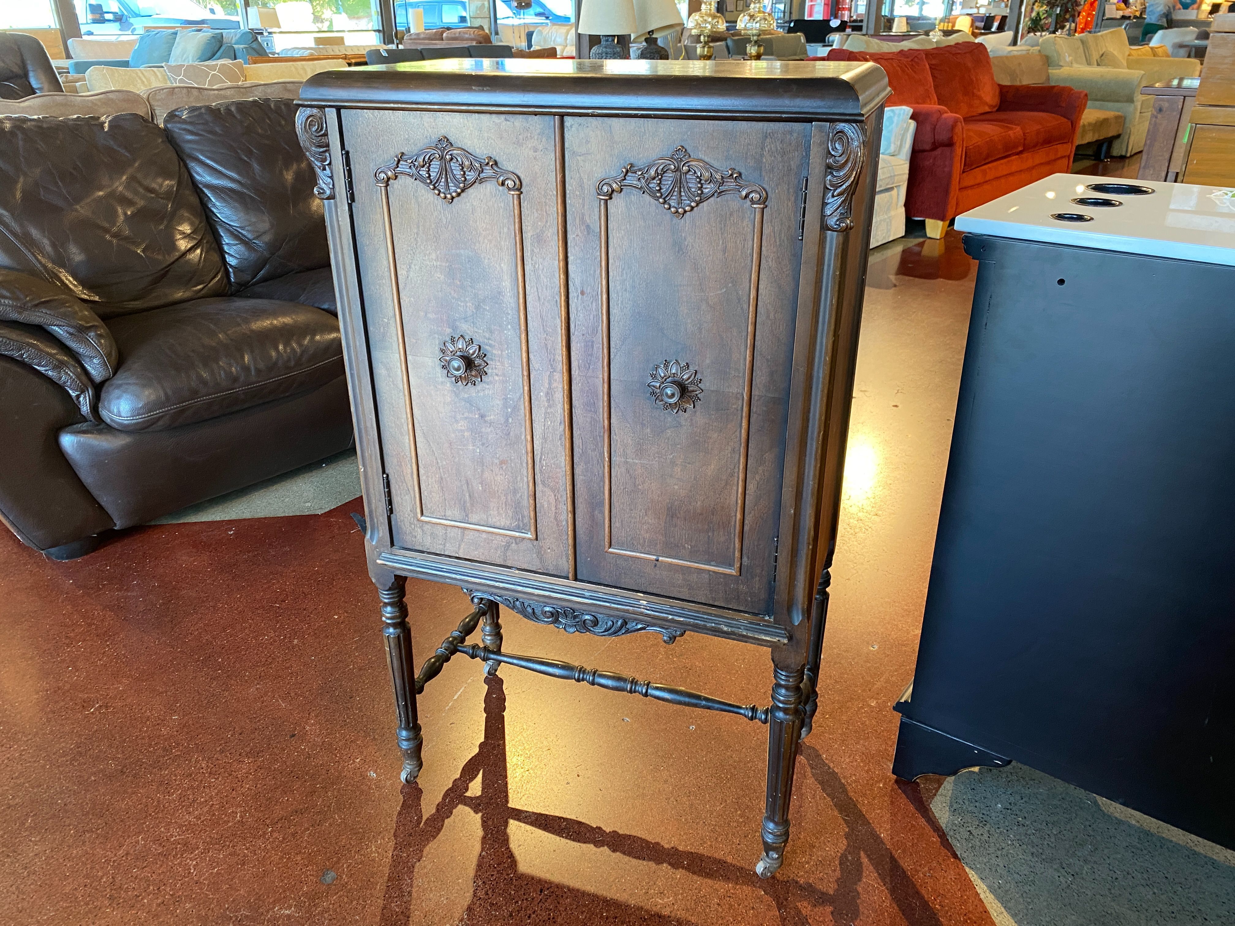 Antique Two Door Cabinet on Wheels