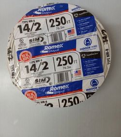 Electrical wire romex 14/2 rolls of 250ft