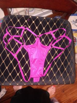 Hot Pink Thong Panty with hardware sz M  $25