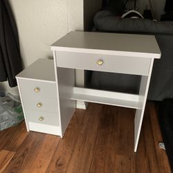 white/gray vanity desk