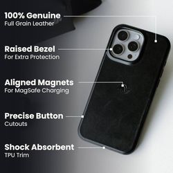 New Bullstrap Flex Full Grain MagSafe Case For iPhone 16 Pro Black