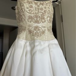 Off-White Beaded Bodice Wedding Dress