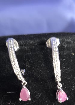 Pink Ruby .925 Earrings 