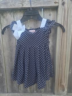 Sweet heart rose Girls Polka Dot Dress with Bow Detail