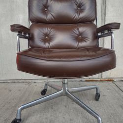 1978 Herman Miller Eames Time Life Executive Office Chair-Brown Leather 