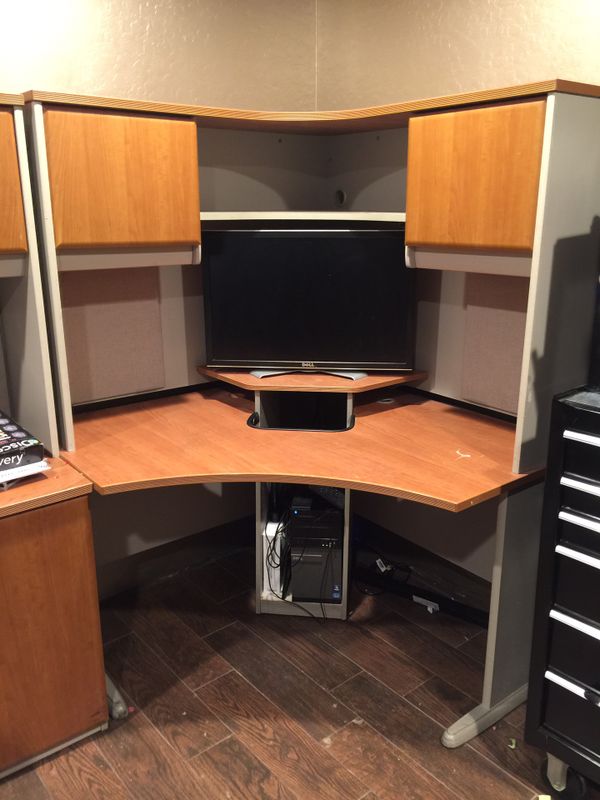 Conner computer desk with overhead storage computer not included for