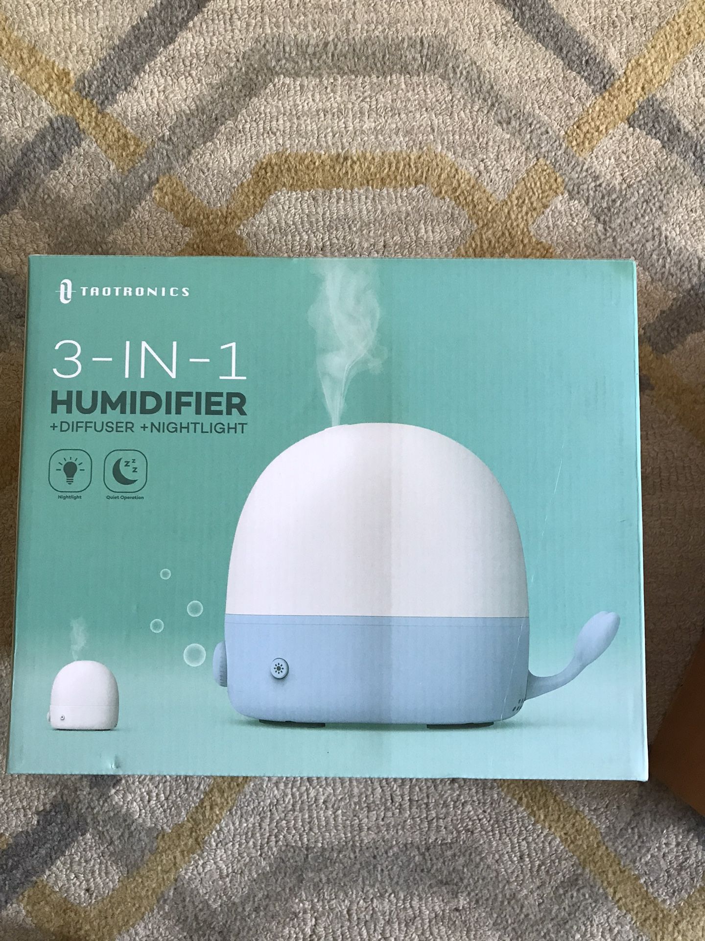 Taotronics 3 in 1 Humidifier Essential Oil Diffuser Nightlight Quiet 2.5L NIB