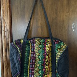 Guatemalan Ethnic Embroidered Woven Barrel Tote Duffle Bag