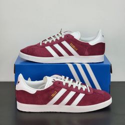 Men’s Adidas Gazelle Casual Shoes - Burgundy White - Size 12