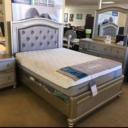 Bling Game Bedroom Set Queen or King Bed Dresser Nightstand and Mirror WİTH İNTEREST FREE PAYMENT OPTİONS