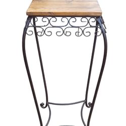 wood & metal side table/plant stand