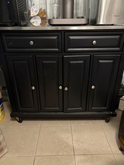 Black Kitchen Island Cart on Wheels
