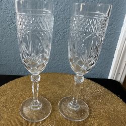 Vintage Set Of Two (2) Champagne Flutes