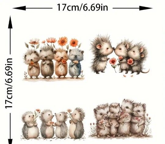4 Hedgehog Stickers
