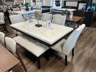 6-piece Faux Marble Dining set! New!!
