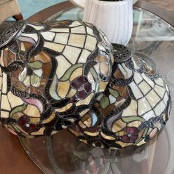 Tiffany style Vintage Spectrum stained leaded slag glass lamp shades/$250 for both EXCELLENT CONDITION  