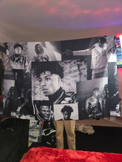 NBA YoungBoy Black and White Photo Collage Tapestry