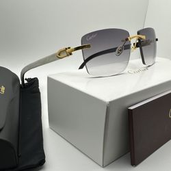 Cartier 24K Gold/Gray White Buffalo Horn Buffs Glasses