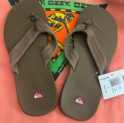 NWT Quiksilver Mens Carver Suede Thong Flip-Flops