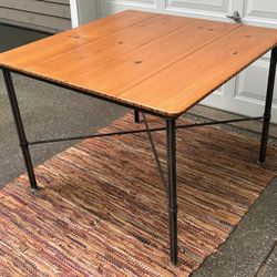 Vintage Industrial-Style Rebar Dining Table • Solid Pine • 40" Square