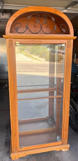 Oak and Glass Curio Cabinet