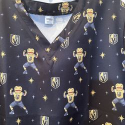 Vegas Golden Knights Chance Mascot Scrub Vneck Top Size Small & Medium 