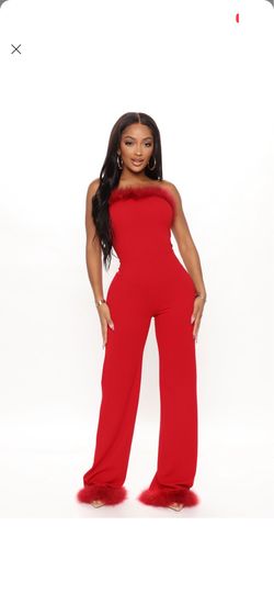 Red  fuzzy jumpsuit! Size Medium