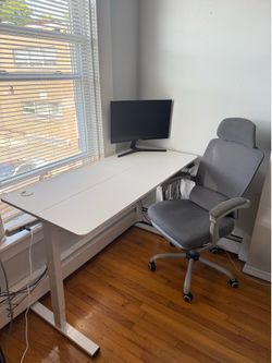 Adjustable Standing Desk + Office Chair Setup”