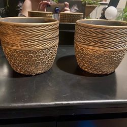 Two 8" Ceramic Pots With gorgeous detail