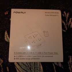 8 outlets w/ 3 USB A + 1 USB C Port Power strip