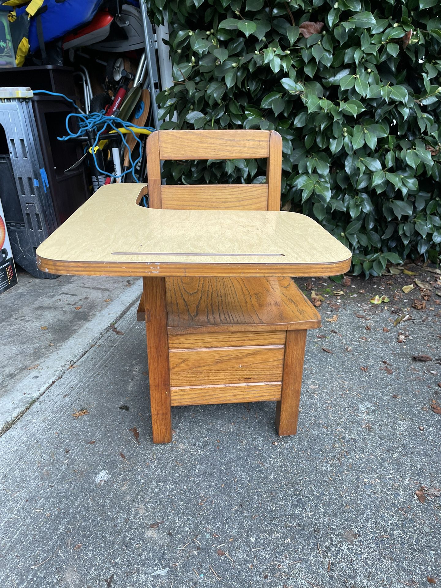 old fashioned children’s chair and desk