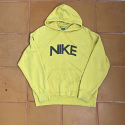 Vintage 2000’s Y2K Yellow Nike Spellout Pullover Hoodie Size XL 