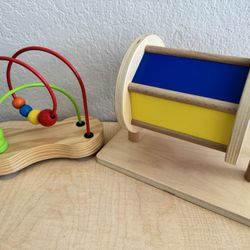 Montessori Wooden Toys (Bead Maze And Spinning drum)