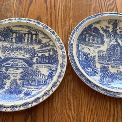 Vintage Plates Massachusetts High Blue Collectible By Vernon 1878