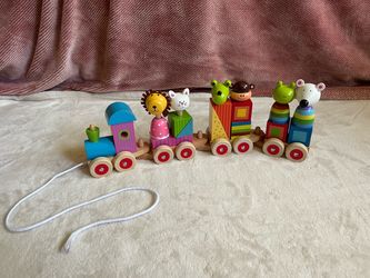 Orange Tree Toys Wooden Animal Puzzle Train for Toddlers