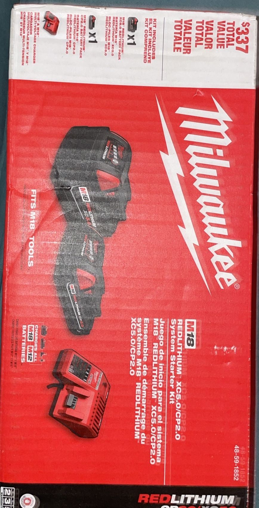 Milwaukee 48-59-1852 M18 18 V Li-Ion XC5.0 Starter Kit - Black
