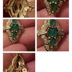 14kt gold REAL emeralds and diamonds pendant
Excellent condition