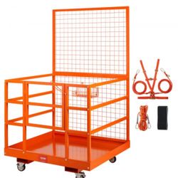 VEVOR Forklift Safety Cage Work Platform 43X45in 1400lbs w/ Wheels for Aerial