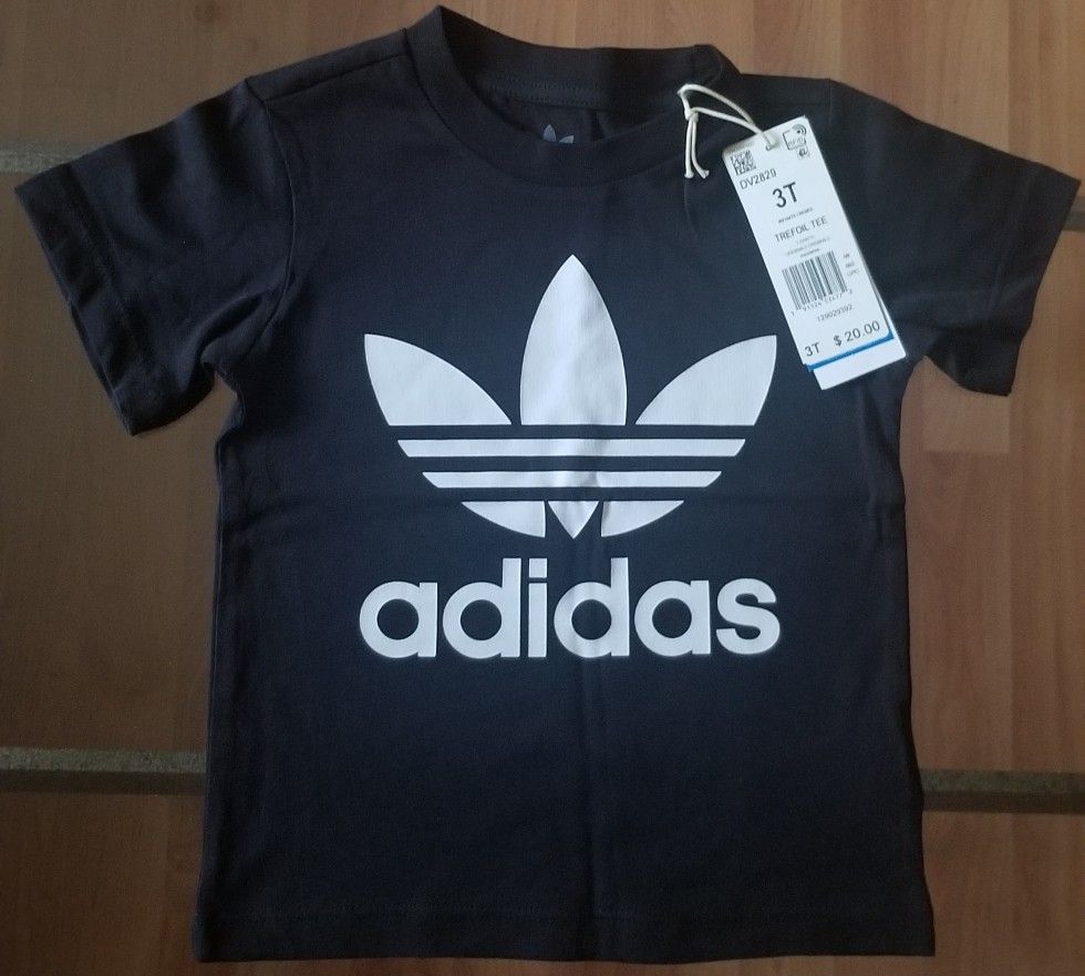 Adidas Kids BlackTrefoil Tee Shirt Size 3T Brand New With Tags