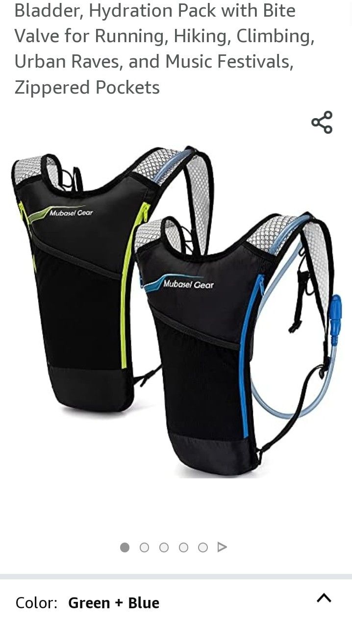 Hydration Backpack with 2 Liter Bladder, Hydration Pack with Bite Valve for Running, Hiking, Climbing, Urban Raves, and Music Festivals, Zippered Pock