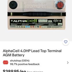Alphacell 4.0 Hp Lead Top Terminal Amg Battery 