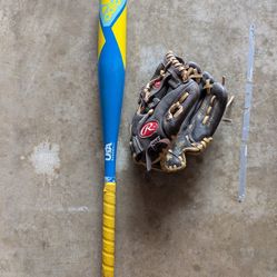 Adidas Bat & Rawlings Glove Set - Youth Baseball Gear
