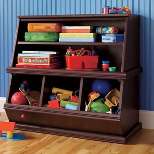 Land Of Nod storage Bins Toy Box Book Shelves Chocolate Brown Espresso