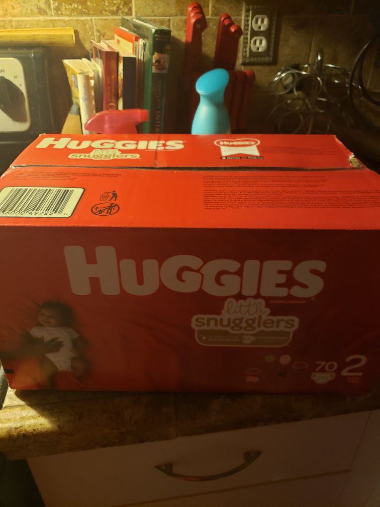 Hugguies lattle size 2 70 diapers in each box