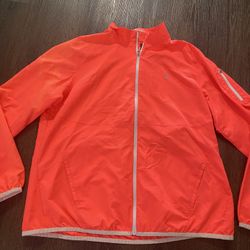 Womans Neón Orange Champion Windbreaker Zip Up Jacket Size XL #17